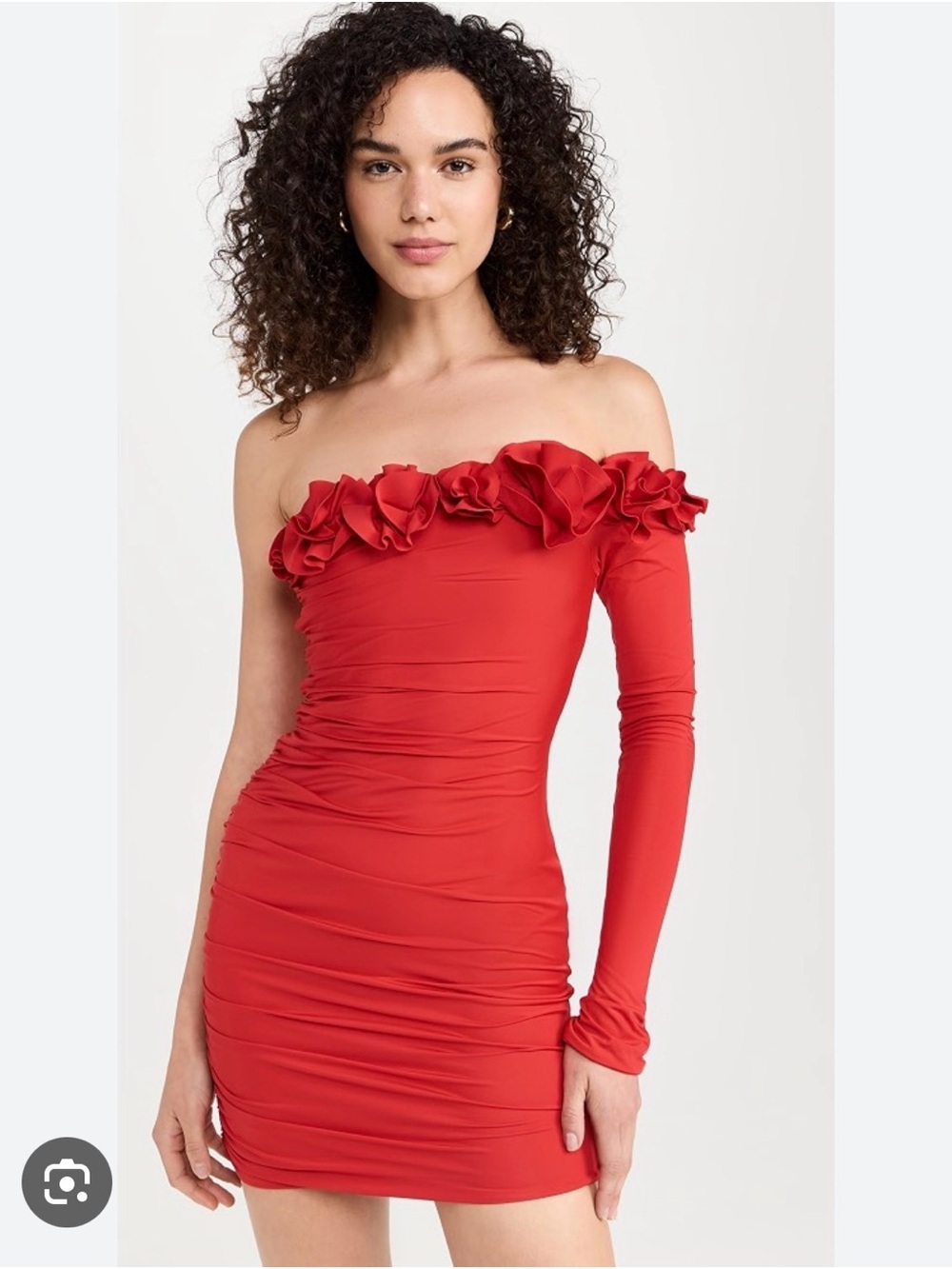Asymmetrical One-Shoulder Red Ruffle Bodycon Dress